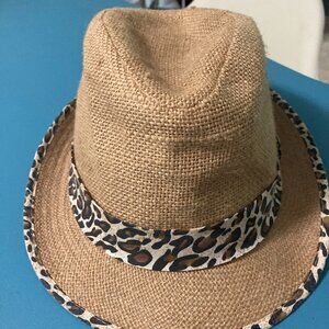 Tan Fedora with Leopard trim